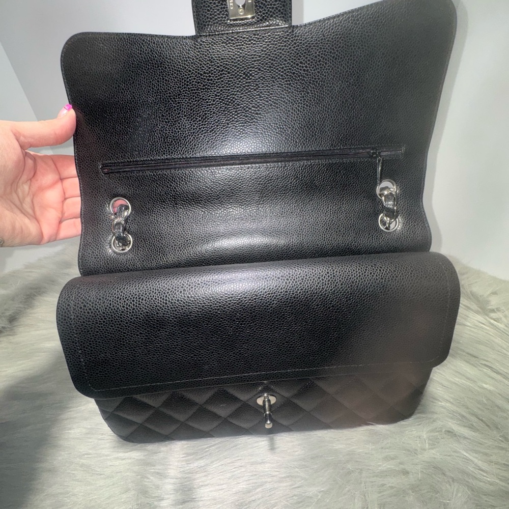 Chanel cavier Jumbo Double Flap Silver Hardware w/COA - Picture 9 of 15